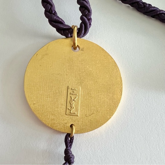 VTG YSL Yves Saint Laurent Opium Gold Medallion Coin Tassel Pendant Necklace - Picture 9 of 10